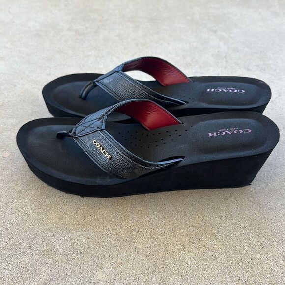 COACH Jolene Signature Wedge Flip Flop Women’s Sz 8.5 - Picture 3 of 15